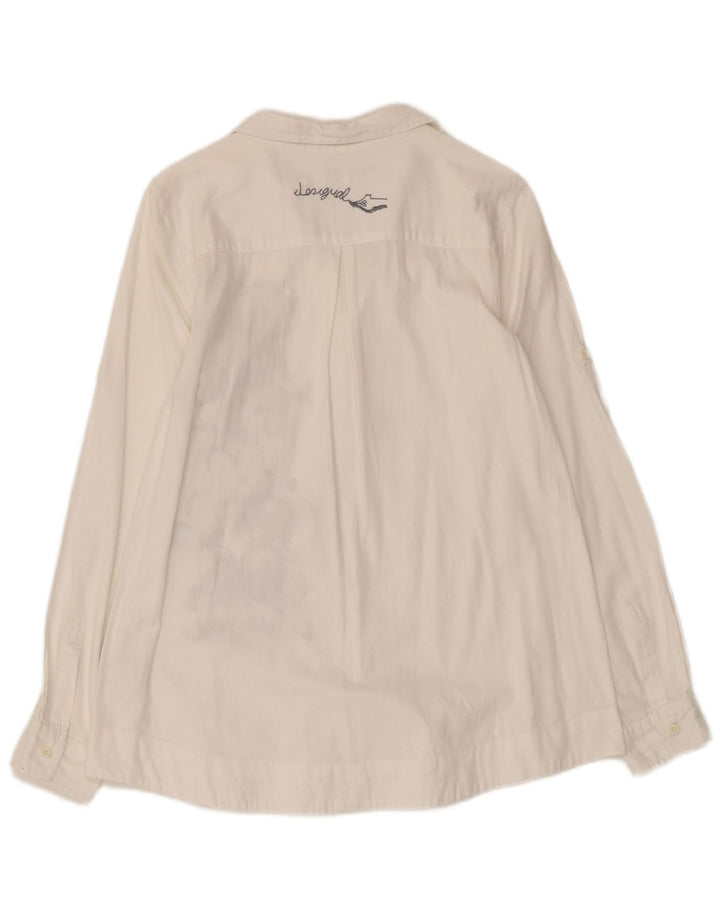 DESIGUAL Womens Graphic Shirt UK 10 Small White Floral Cotton