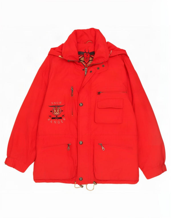 Vintage Mens Utility Jacket IT 54 2XL Red Polyamide
