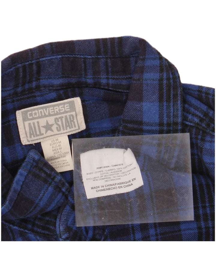 CONVERSE Mens Flannel Shirt Medium Blue Check Cotton