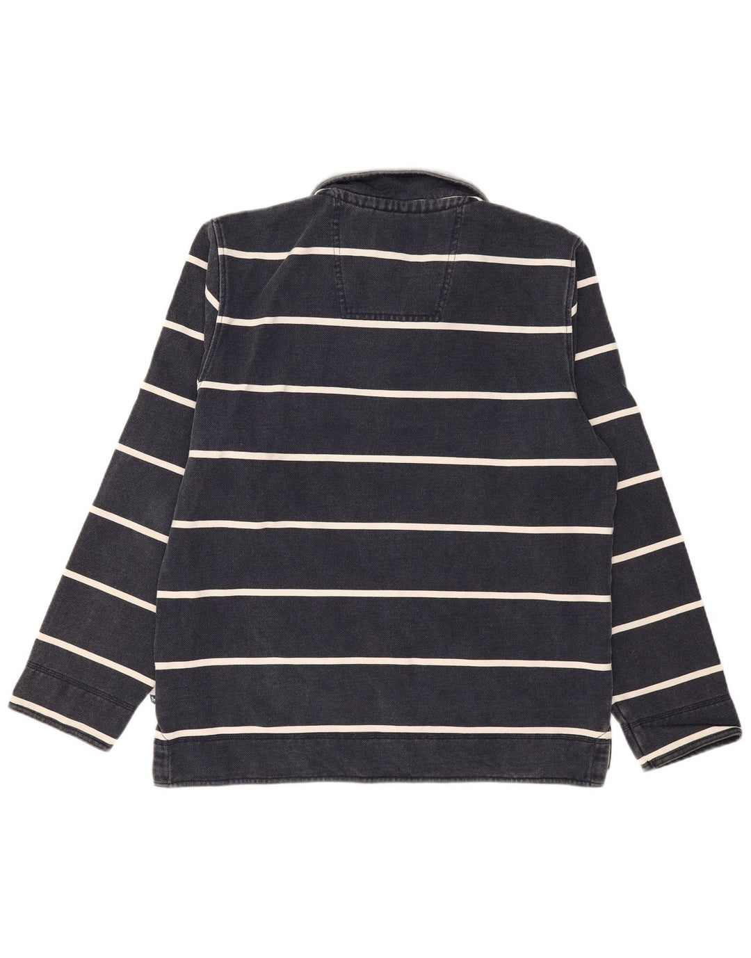 CREW CLOTHING Mens Zip Neck Sweatshirt Jumper Large Navy Blue Striped