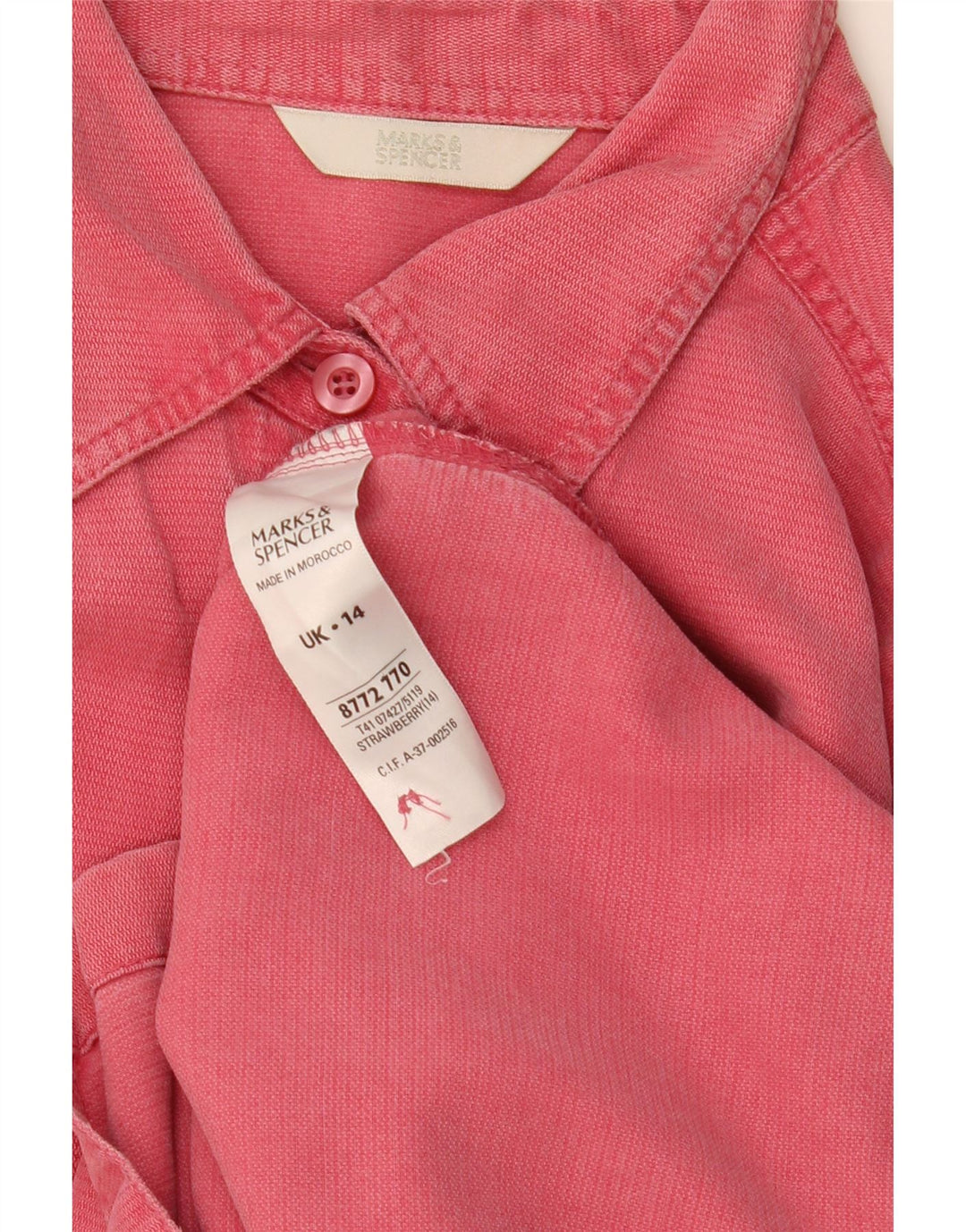 Marks & Spencer Womens Shirt UK 14 Large Pink Lyocell