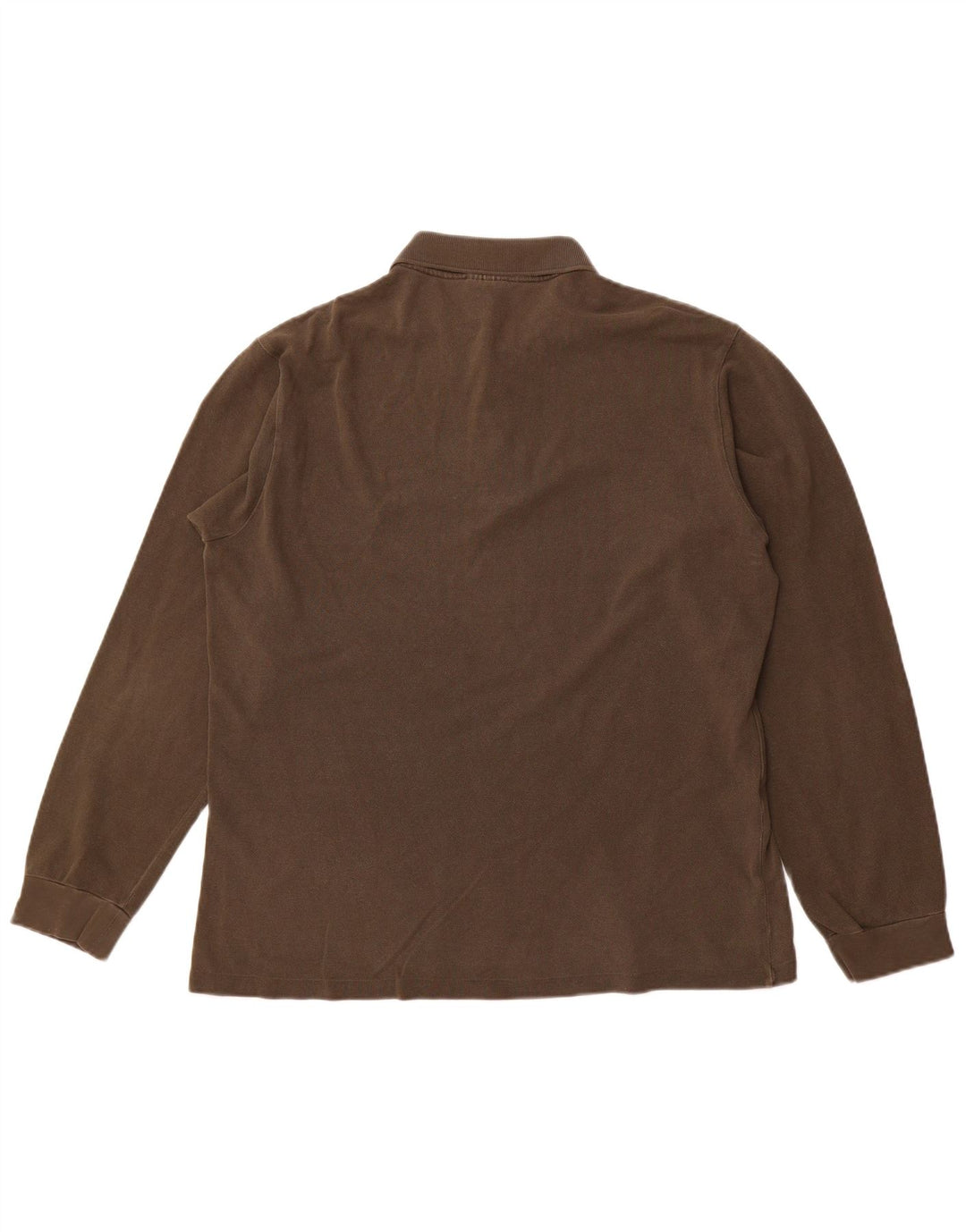 LACOSTE Mens Long Sleeve Polo Shirt Size 5 Large Brown Cotton