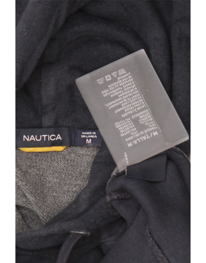 NAUTICA Mens Graphic Hoodie Jumper Medium Navy Blue Cotton