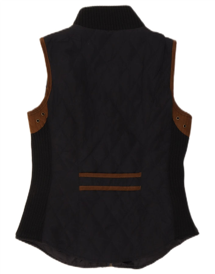 Zara Womens Quilted Gilet UK 12 Medium Black Colourblock Polyester