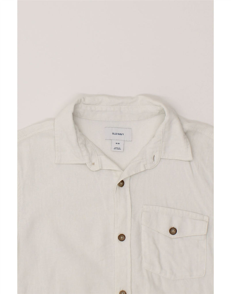 OLD NAVY Boys Short Sleeve Shirt 7-8 Years Medium  White Linen Vintage Old Navy and Second-Hand Old Navy from Messina Hembry 