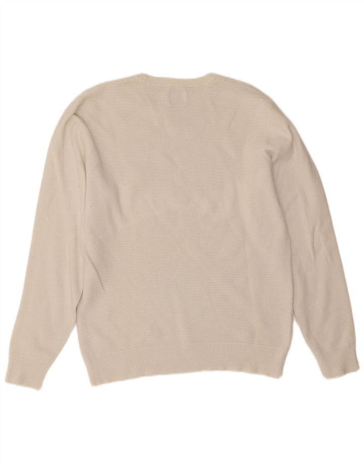 Zara Mens Crew Neck Jumper Sweater Medium White Cotton