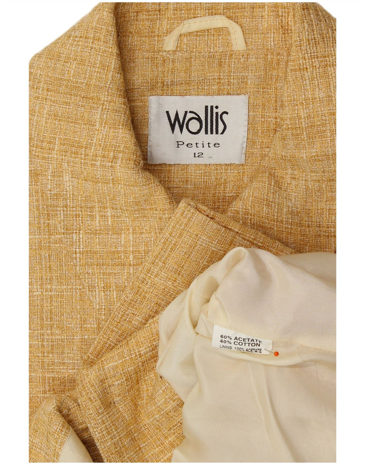 WALLIS Womens Petite Crop 4 Button Blazer Jacket UK 12 Medium Beige