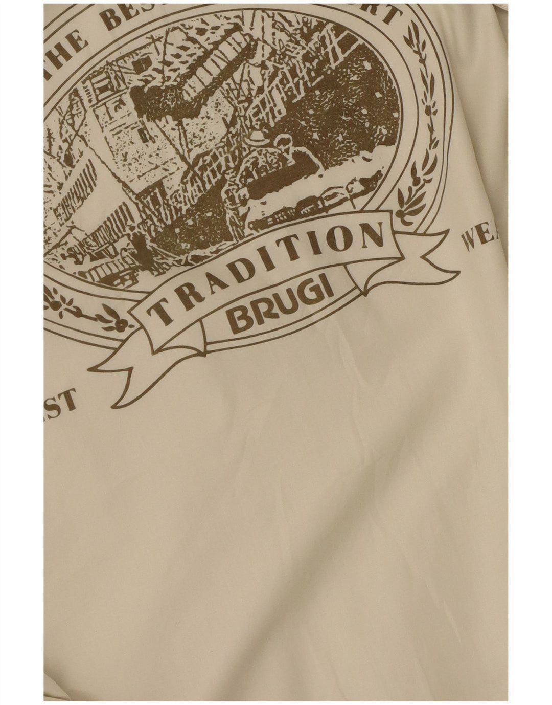 Brugi Mens Graphic Hooded Windbreaker Jacket UK 40 Large Beige