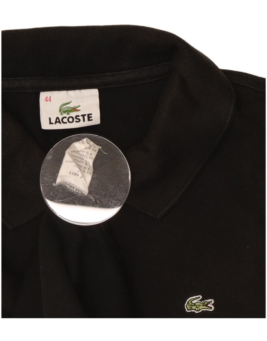 Lacoste Womens Polo Shirt Size 44 Large Black Cotton