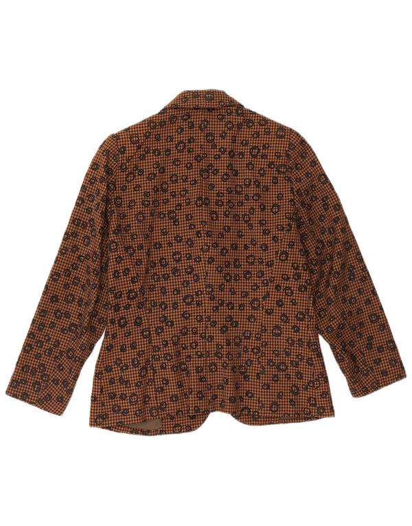 MANI Womens 2 Button Blazer Jacket IT 42 Medium Brown Gingham Wool