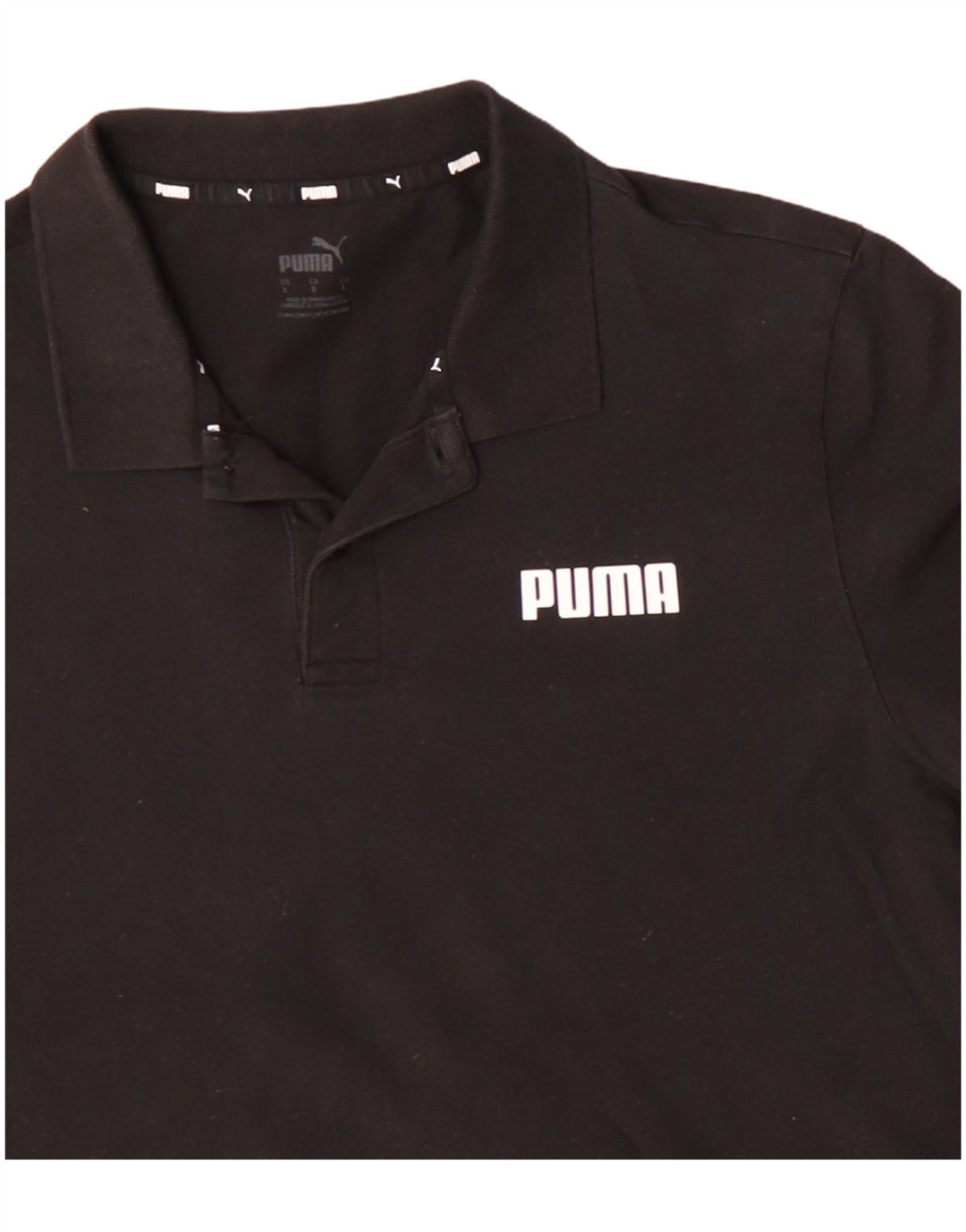PUMA Mens Polo Shirt Large Black Cotton