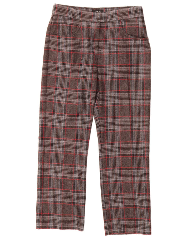 Max & Co. Womens Straight Casual Trousers UK 8 Small W26 L30 Grey Check