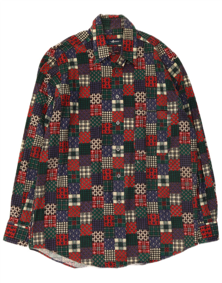 Azzurra Mens Flannel Shirt Size 15 3/4 40 Medium Multicoloured Patchwork