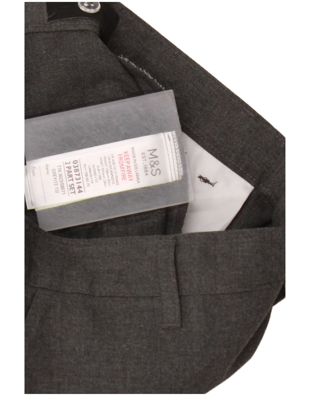 MARKS & SPENCER Boys Straight Suit Trousers 12-13 Years W28 L27 Grey