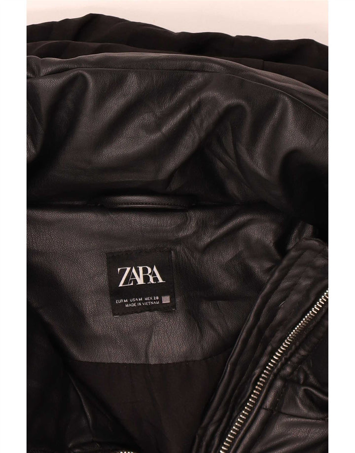 Zara Womens Hooded Oversized Padded Jacket UK 14 Medium Black