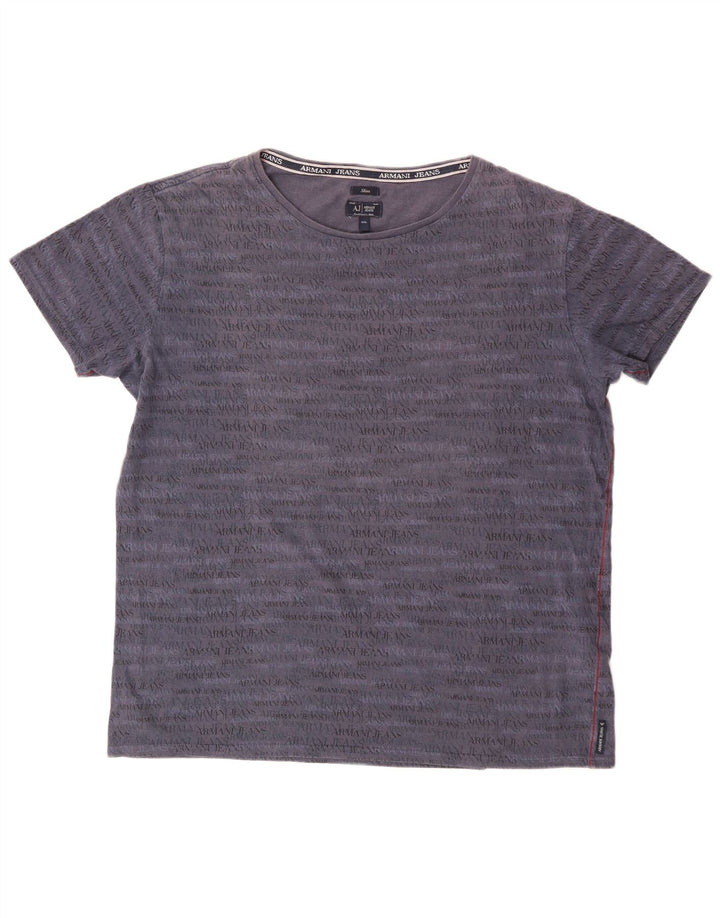 ARMANI JEANS Mens Slim Graphic T-Shirt Top 2XL Navy Blue