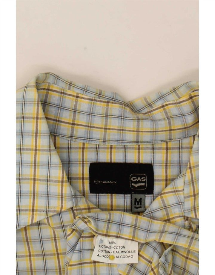 Gas Mens Short Sleeve Shirt Medium Yellow Check Cotton