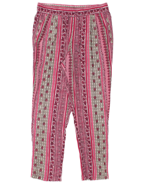 Marks & Spencer Womens Chino Trousers UK 14 Large W34 L29 Pink Floral