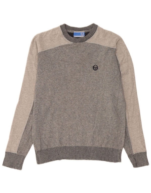 Sergio Tacchini Mens Crew Neck Jumper Sweater Medium Grey Colourblock