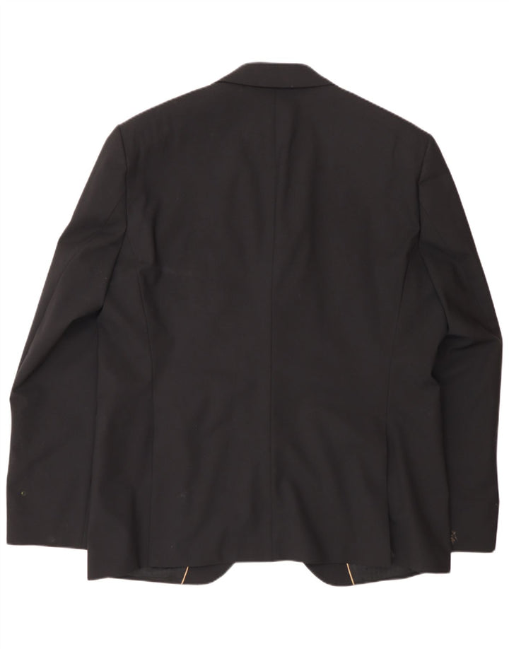 Hugo Boss Mens 2 Button Blazer Jacket EU 56 3XL Black Wool