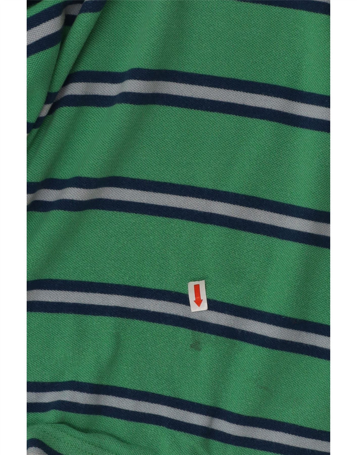 TOMMY HILFIGER Mens Custom Fit Polo Shirt Small Green Striped Cotton