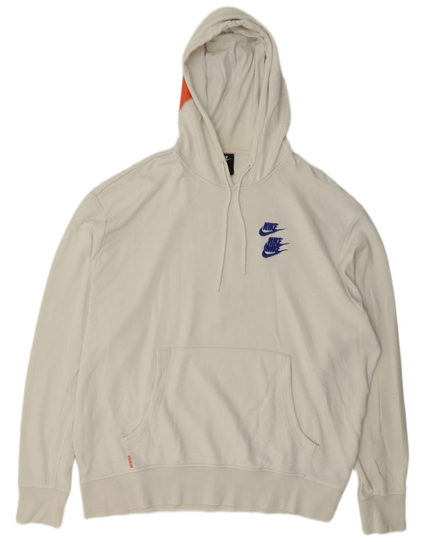 Nike Mens Graphic Hoodie Jumper 2XL White Cotton