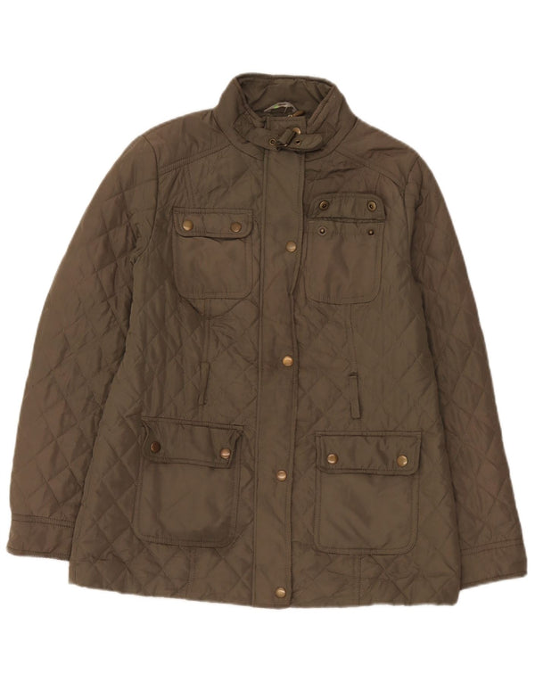Marks & Spencer Womens Quilted Jacket UK 8 Small Khaki Polyester