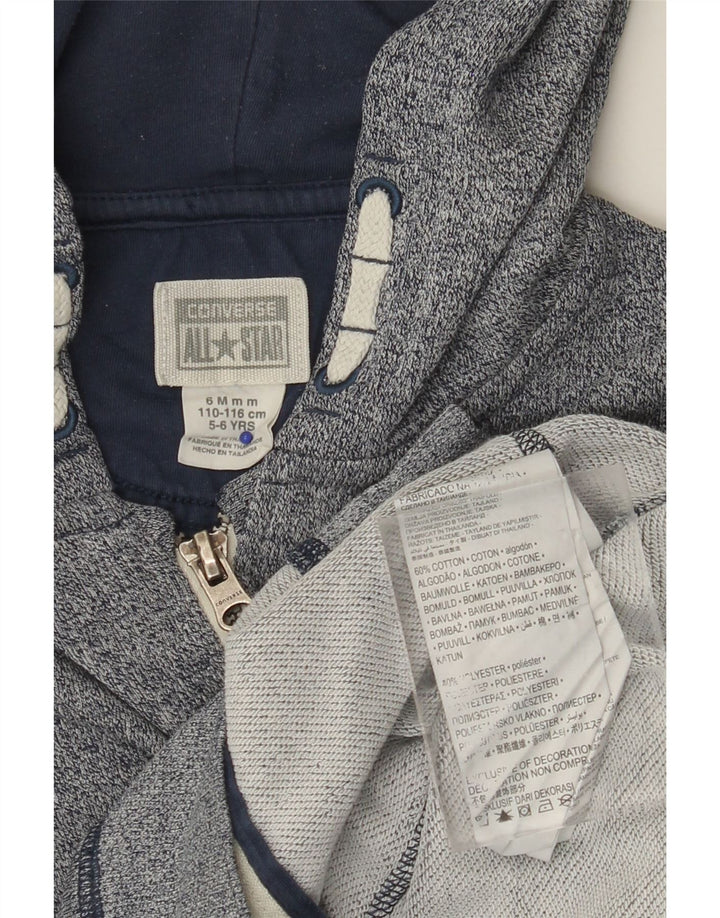 CONVERSE Boys All Star Zip Hoodie Sweater 5-6 Years Blue Flecked Cotton