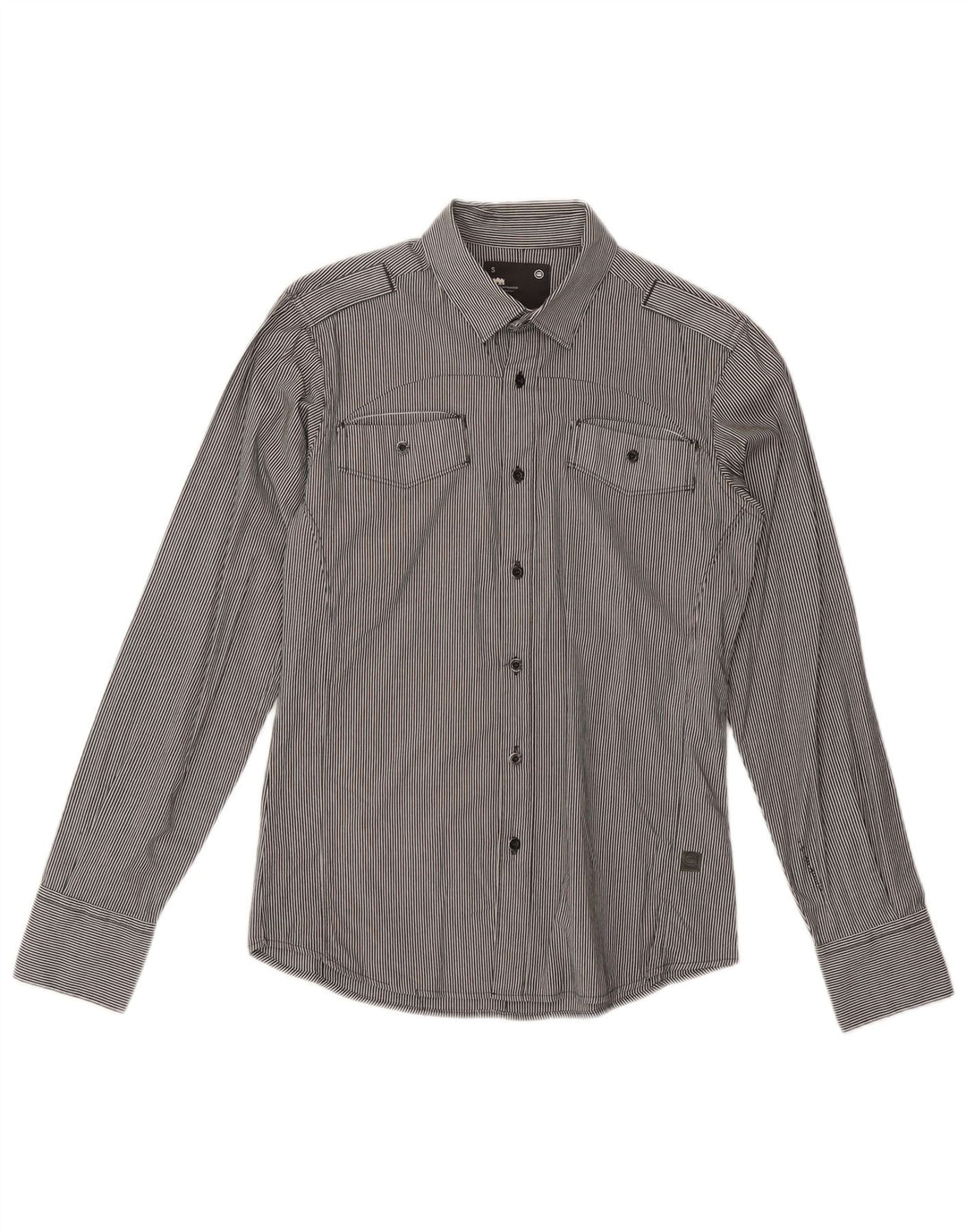 G-Star Mens Military Shirt Small Grey Pinstripe Cotton