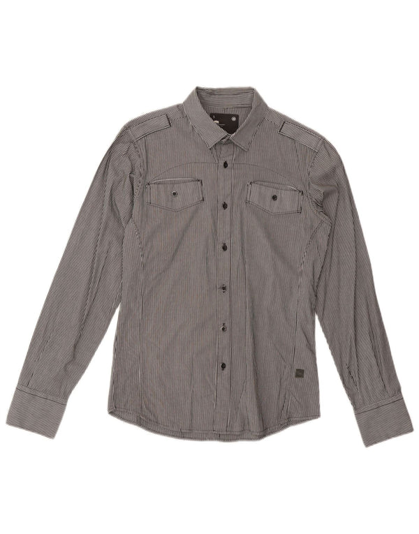 G-Star Mens Military Shirt Small Grey Pinstripe Cotton
