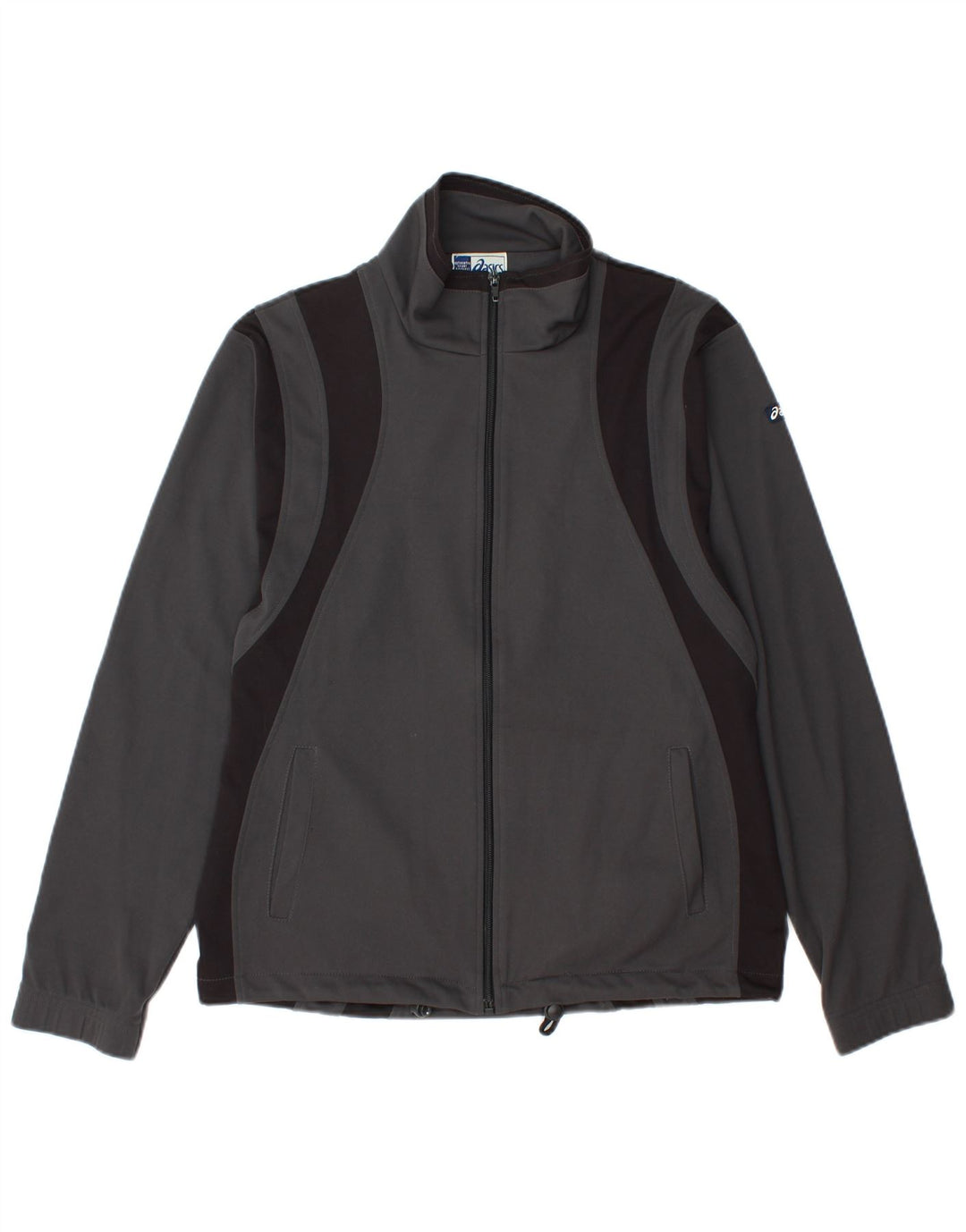 ASICS Mens Tracksuit Top Jacket Small Grey Colourblock Polyester