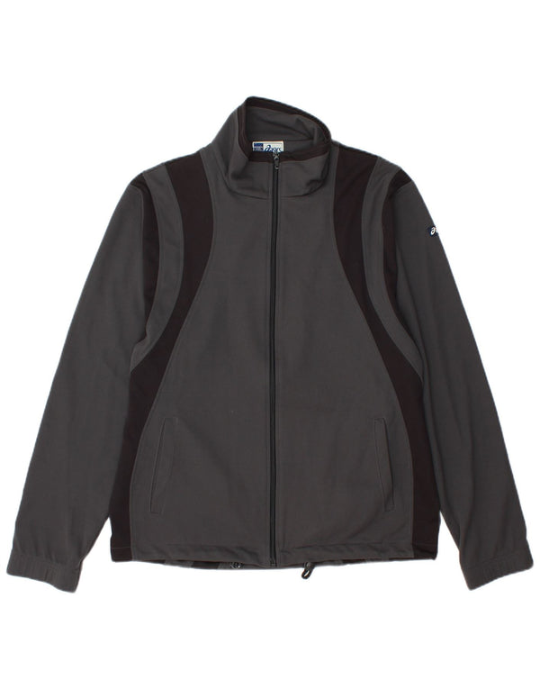 ASICS Mens Tracksuit Top Jacket Small Grey Colourblock Polyester