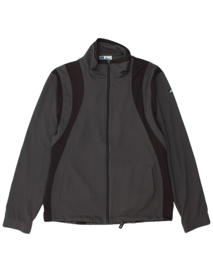 ASICS Mens Tracksuit Top Jacket Small Grey Colourblock Polyester