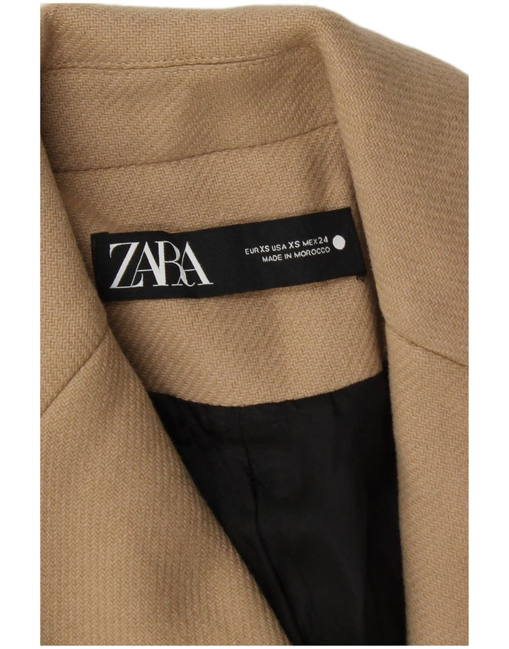 Zara Womens Overcoat UK 6 XS Beige