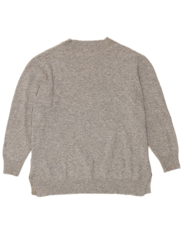 Marks & Spencer Womens V-Neck Jumper Sweater UK 18 XL Grey Polyester