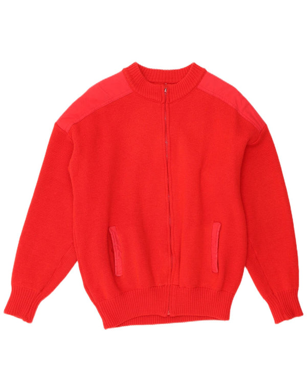 Vintage Mens Cardigan Sweater Medium Red Wool Retro