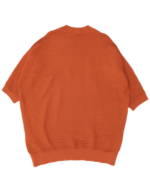 Cos Womens 3/4 Sleeve Oversized Jumper Dress UK 16 Large Orange Wool
