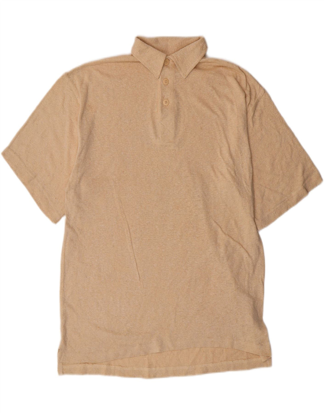 Lerros Mens Short Sleeve Polo Shirt Large Beige Silk