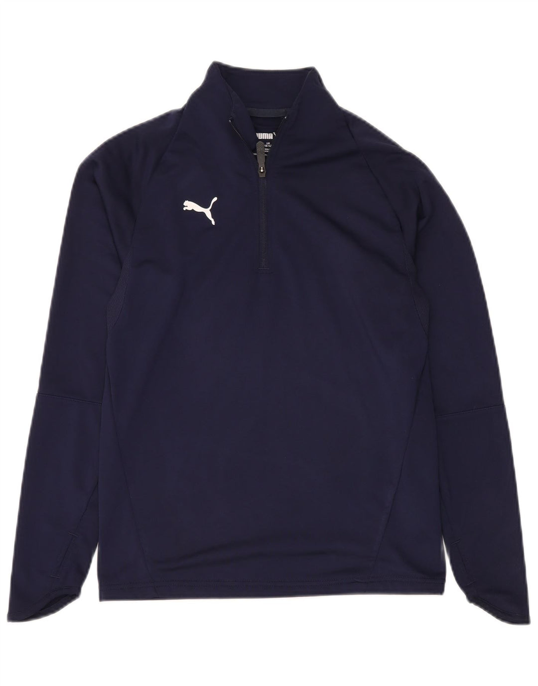 PUMA Boys Zip Neck Top Long Sleeve 13-14 Years Navy Blue Polyester