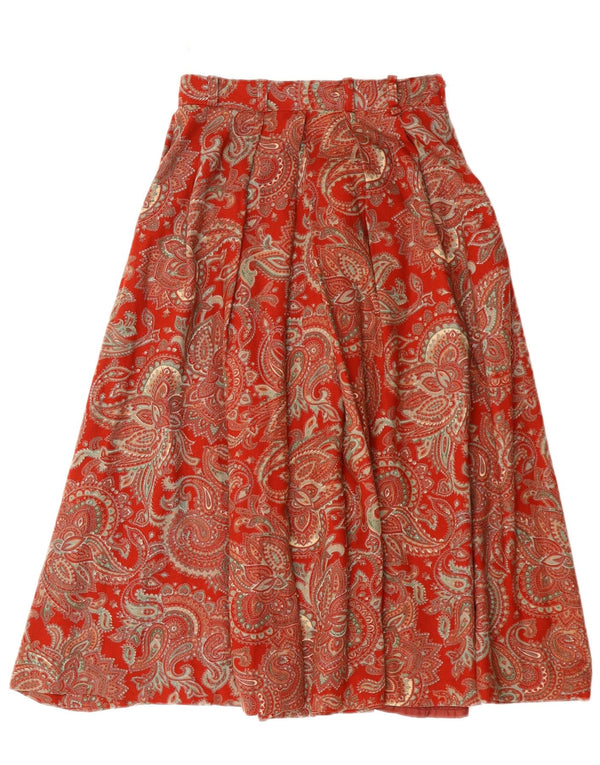 DORENE Womens High Waist A-Line Skirt EU 36 Small W24  Red Paisley Acrylic