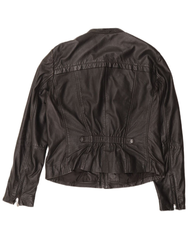 Esprit Womens Leather Jacket UK 14 Large Black Leather