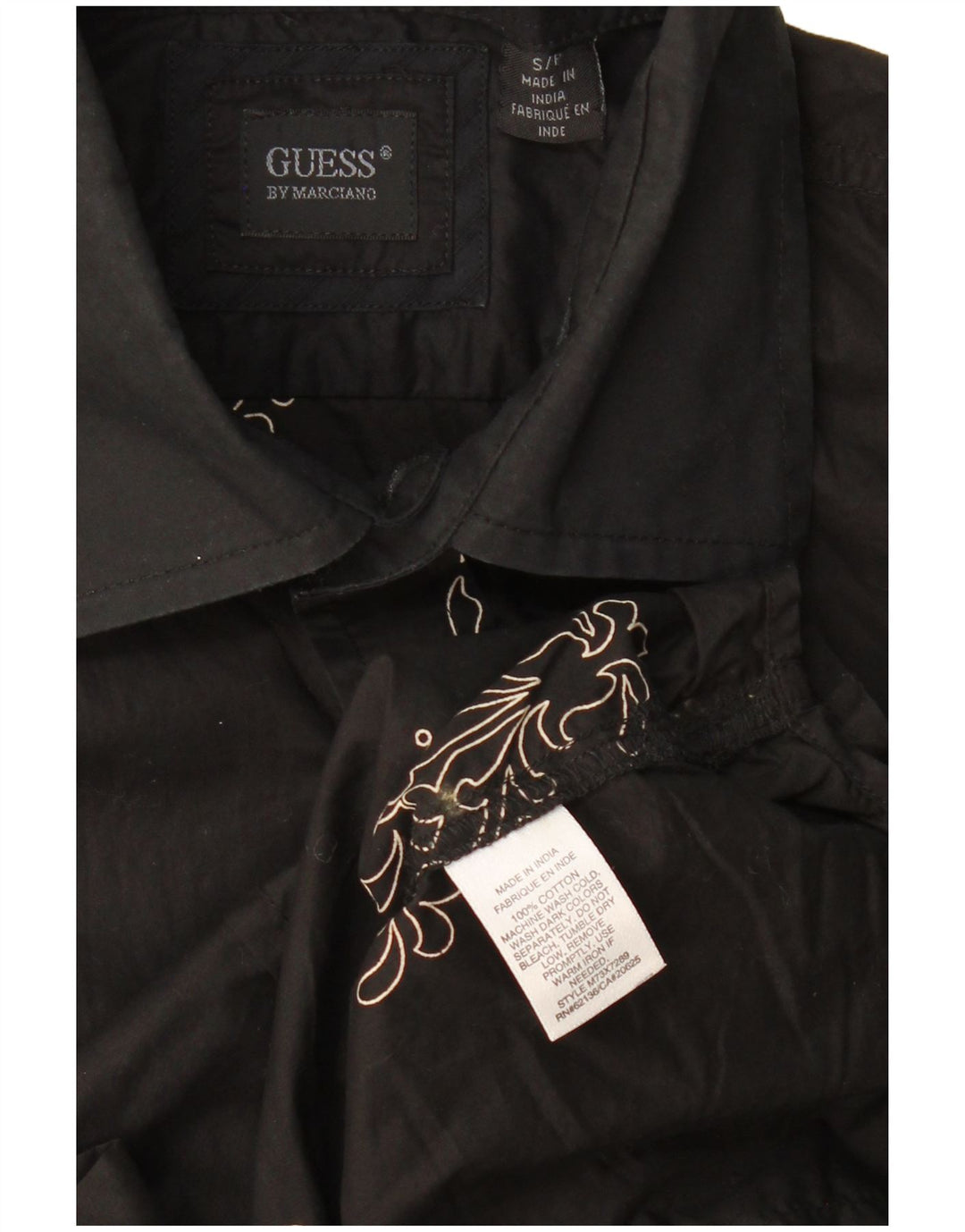 GUESS BY MARCIANO Mens Shirt Small Black Paisley Cotton