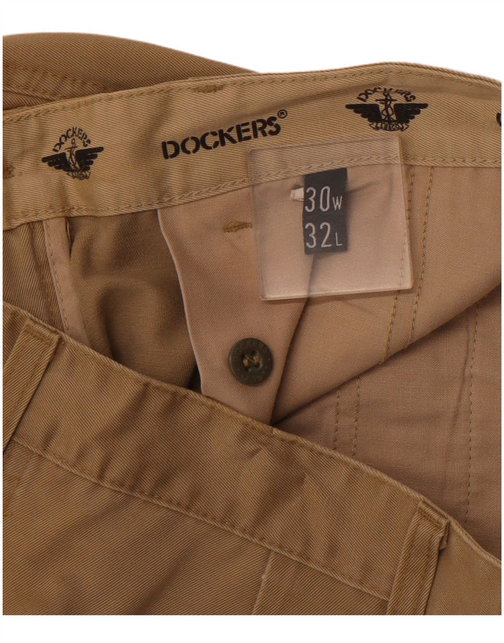DOCKERS Mens Khakis Pegged Chino Trousers W30 L32 Beige Cotton