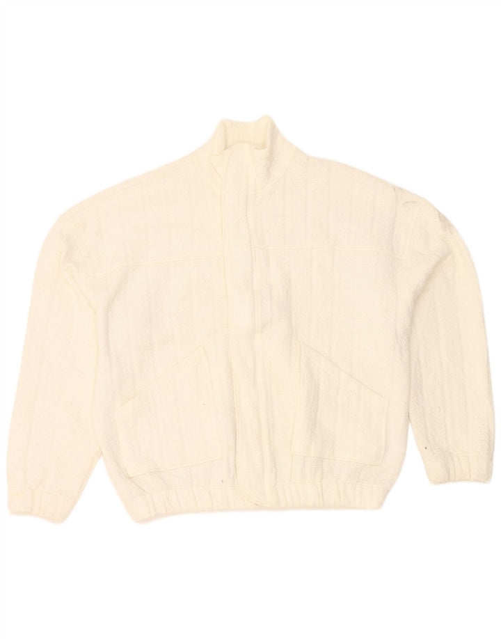 Zara Womens Oversized Bomber Jacket UK 6 XS White Polyester