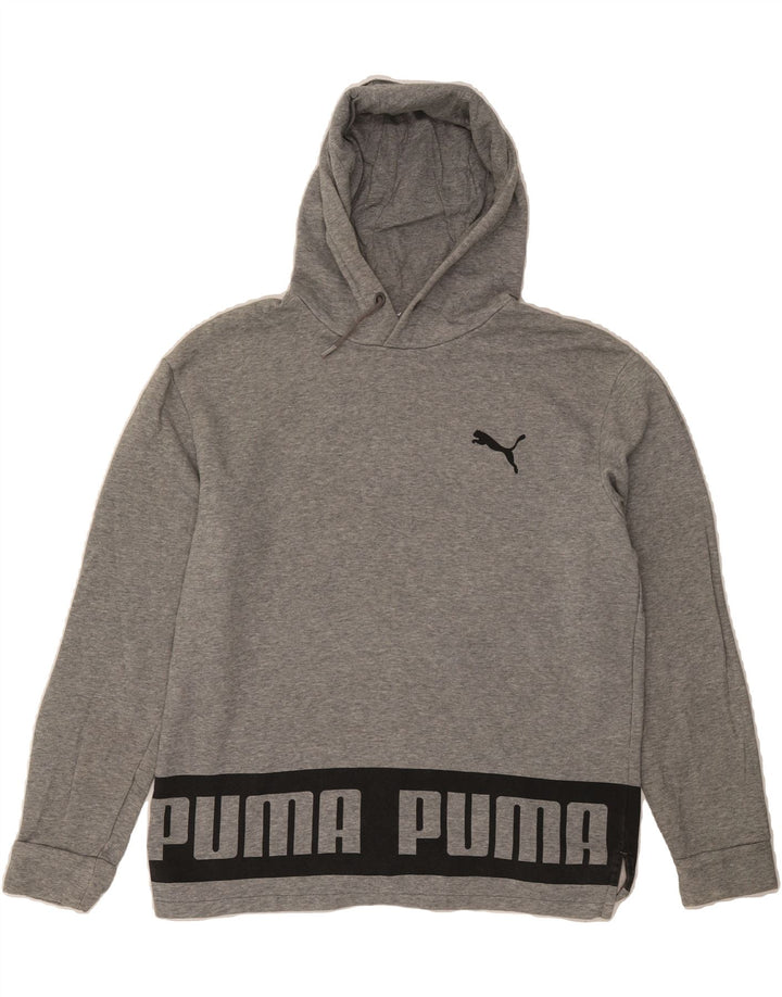 PUMA Mens Graphic Hoodie Jumper Medium Grey Cotton Vintage Puma and Second-Hand Puma from Messina Hembry 