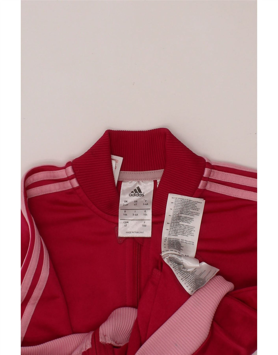 ADIDAS Girls Tracksuit Top Jacket 3-4 Years Pink Polyester