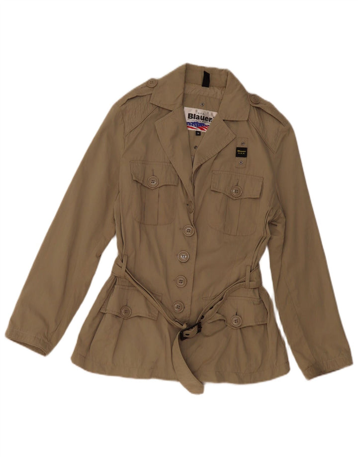 Blauer Womens Military Jacket UK 14 Medium Khaki Polyester