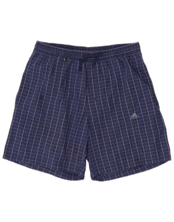 ADIDAS Mens Swimming Shorts Large Blue Check Polyester