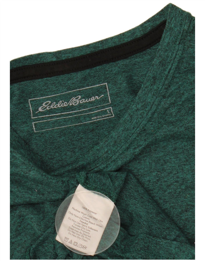 Eddie Bauer Mens Regular Fit T-Shirt Top Large Green Flecked Polyester