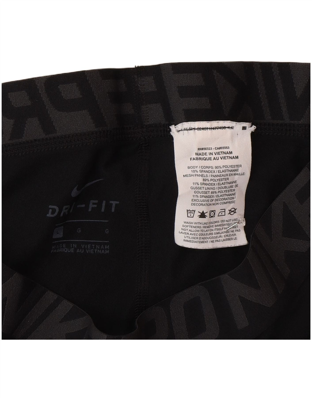 Nike Mens Dri Fit Graphic Crop Leggings Large Black Polyester